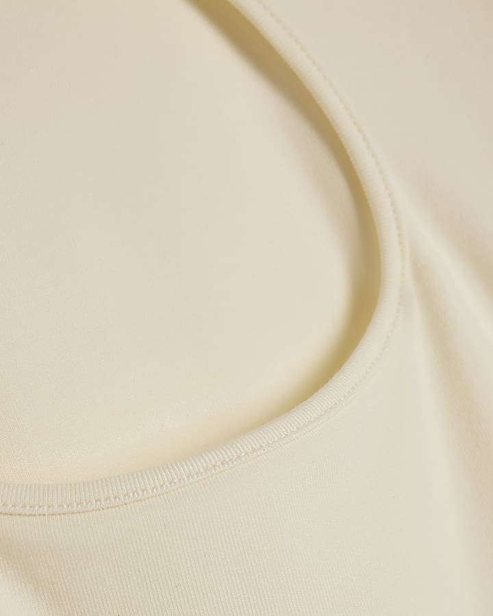 Cream Short Sleeve Keyhole Top