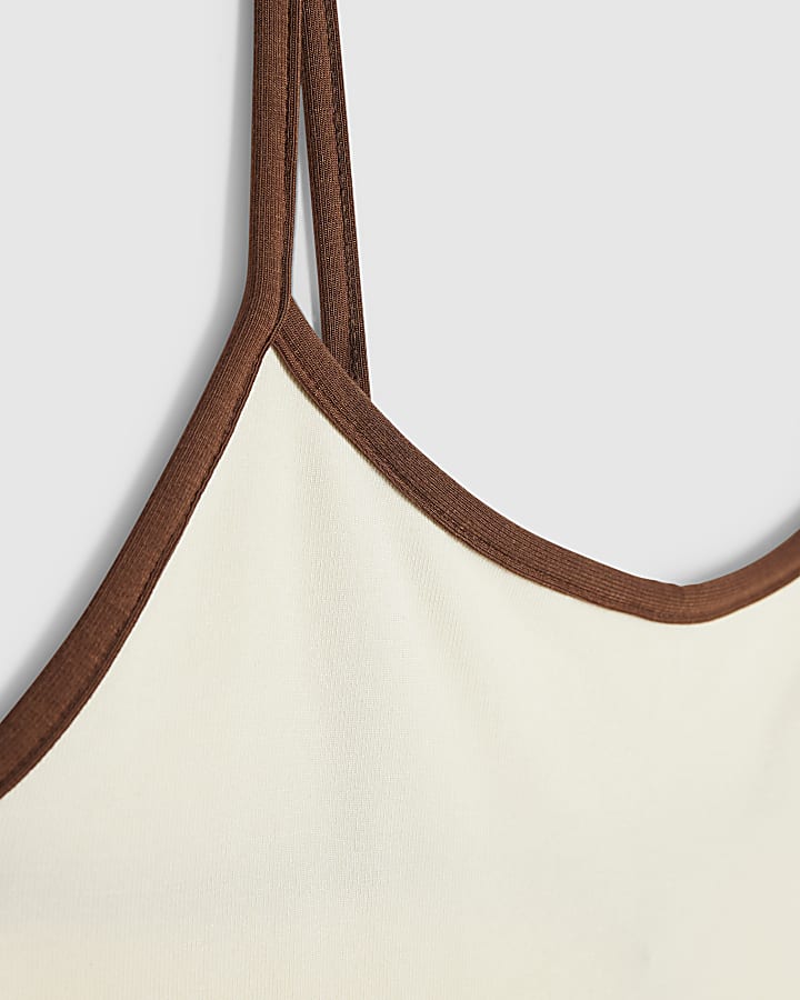 Cream Contrast Binding Bodysuit