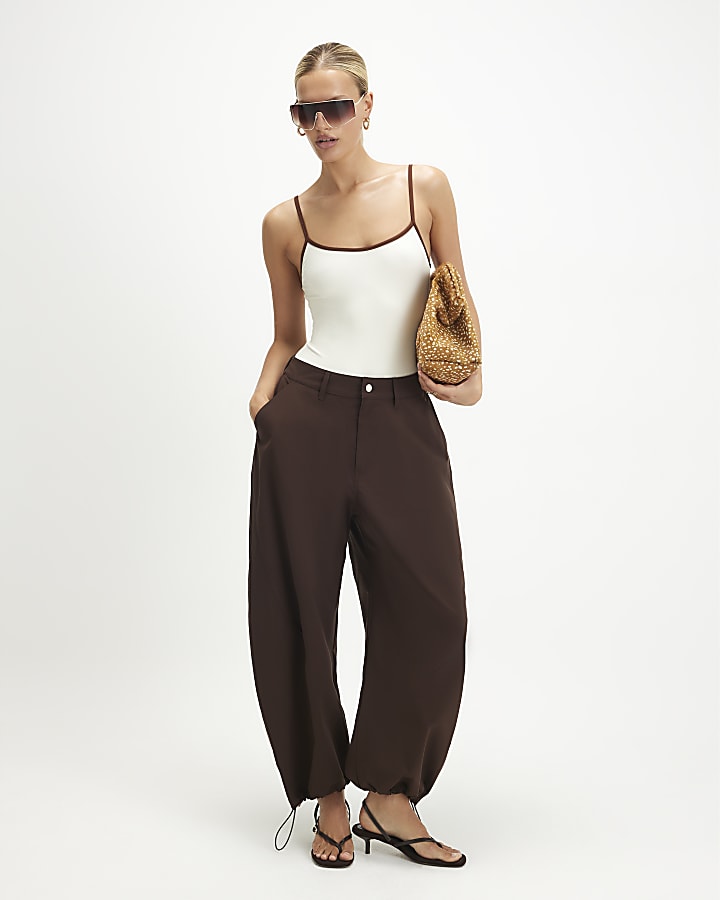 Cream Contrast Binding Bodysuit