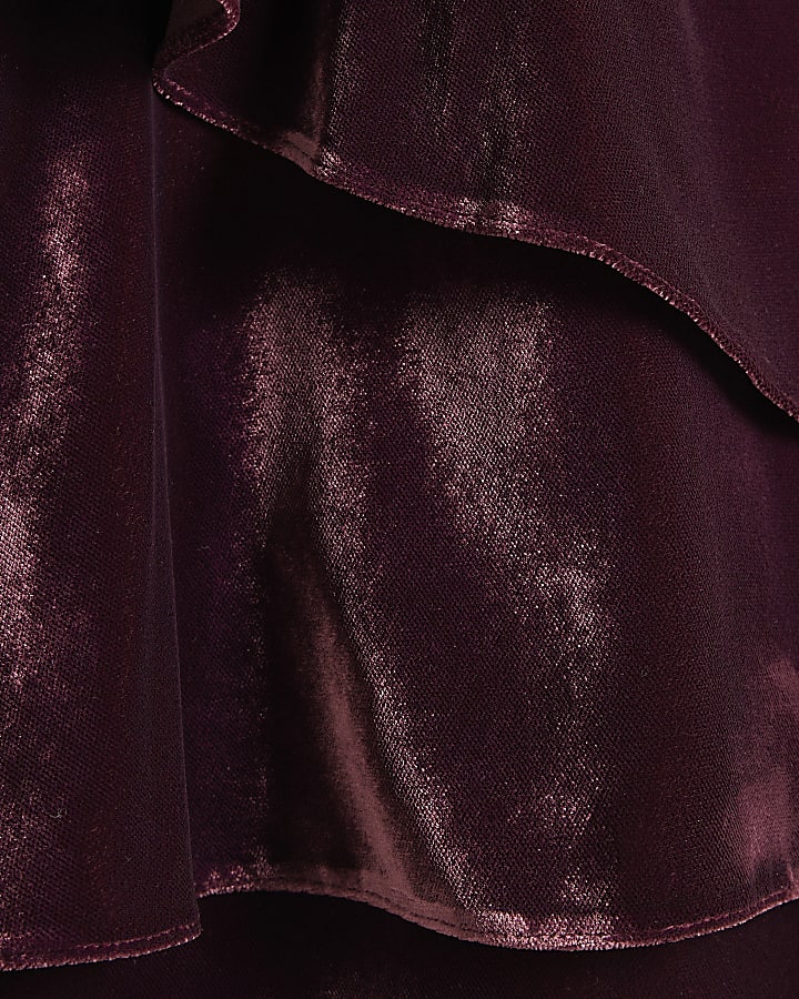 Burgundy Velvet Trim Playsuit