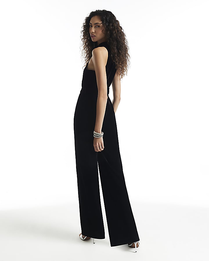 Black Velvet Keyhole Jumpsuit