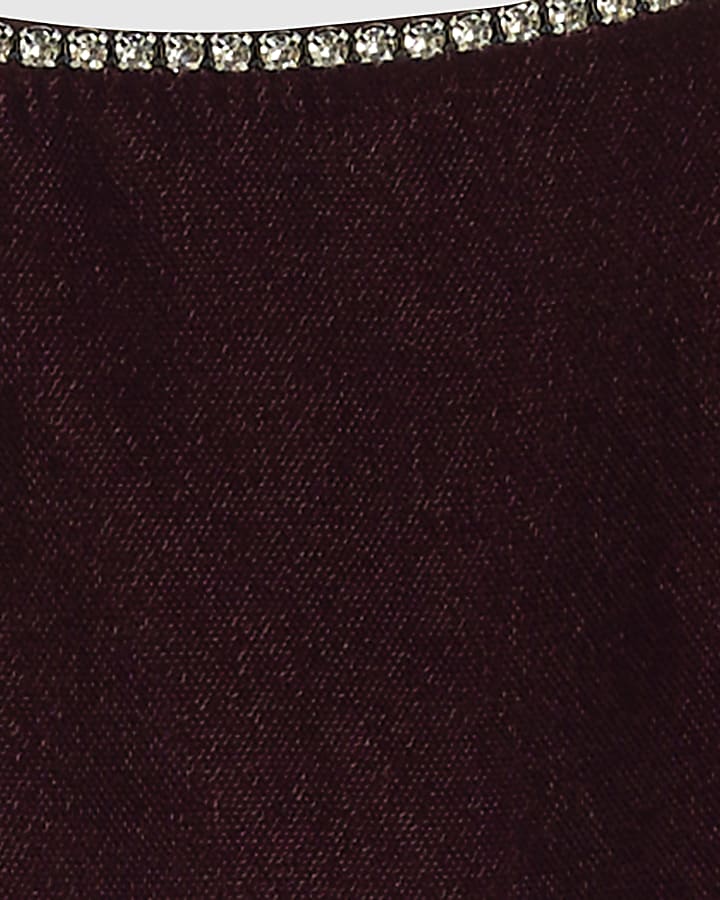 Burgundy Velvet Bow Back Shift Dress