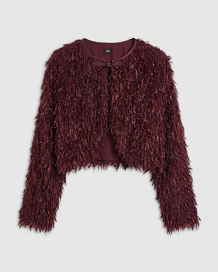 Burgundy Fluffy Shrug Cape