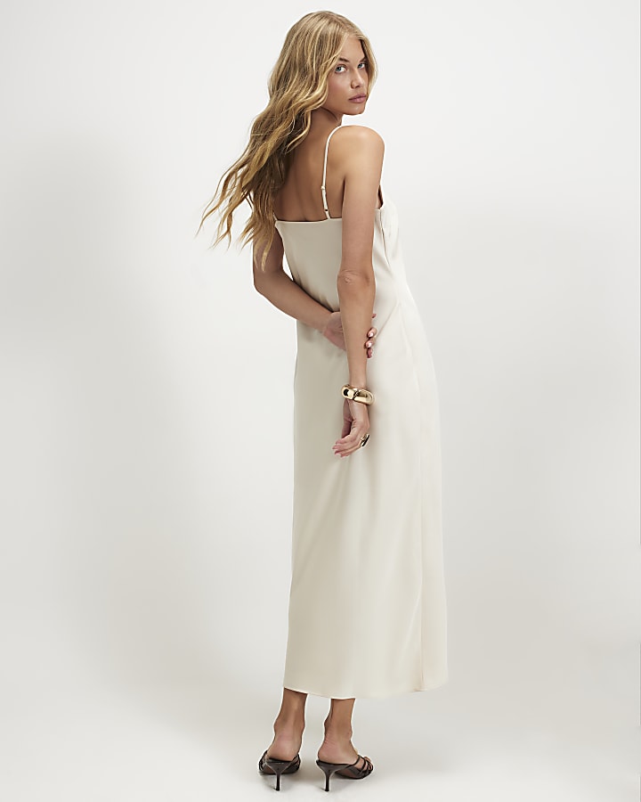 Cream Satin Slip Maxi Dress