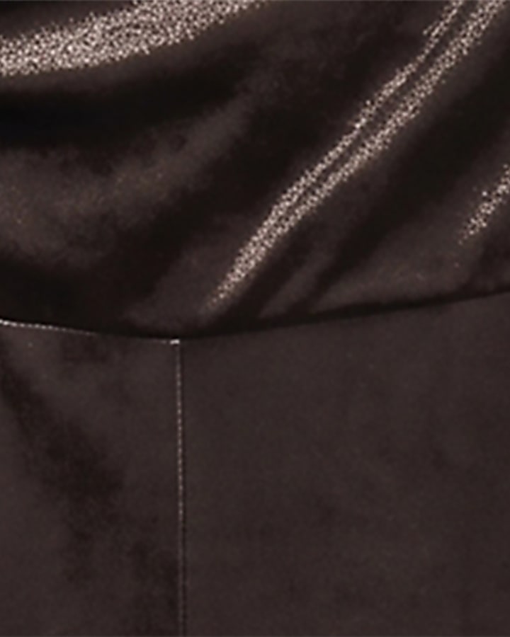 Brown Velvet Asymmetric Drape Jumpsuit