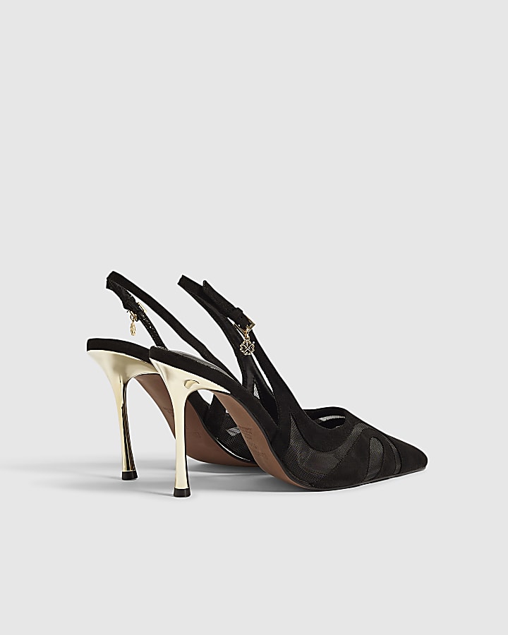 Black Stiletto Slingback Court Heels