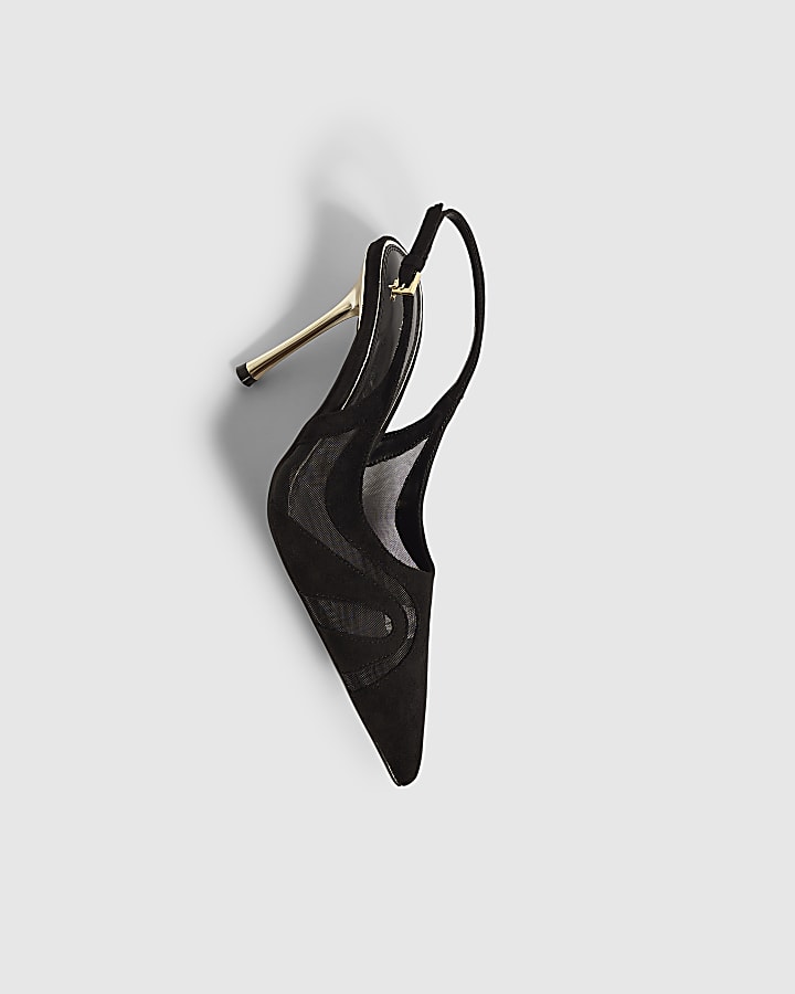 Black Stiletto Slingback Court Heels