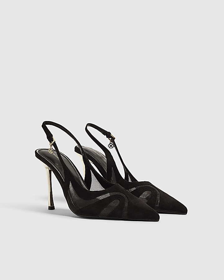 Black Stiletto Slingback Court Heels