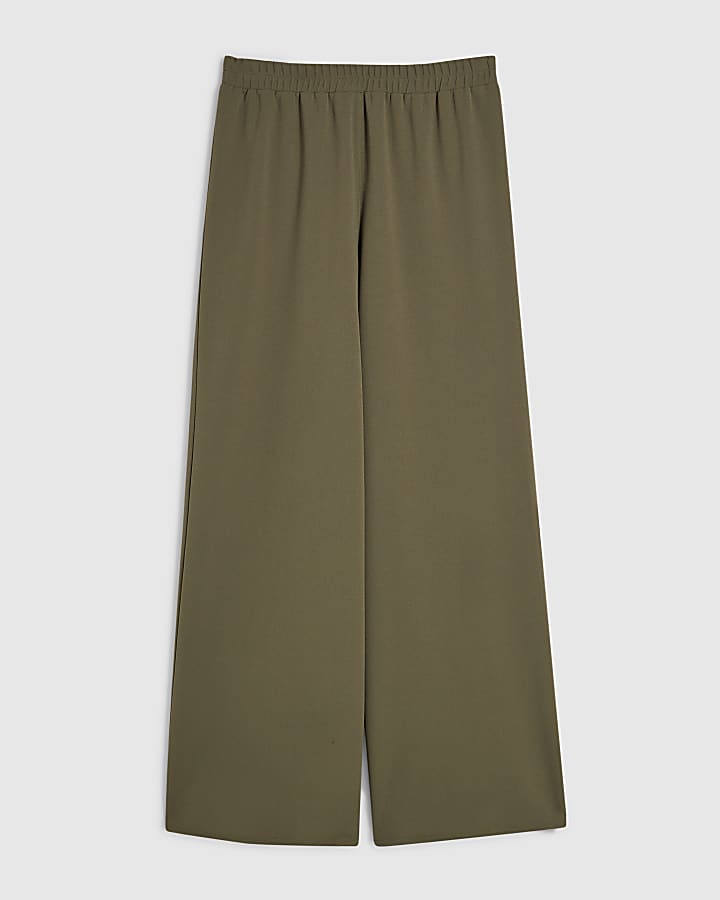 Khaki Wide Leg Trousers