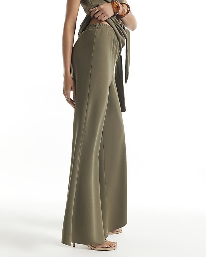 Khaki Wide Leg Trousers