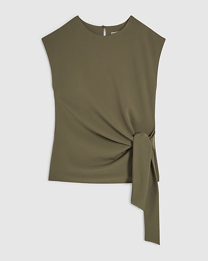 Khaki Tie Side Top