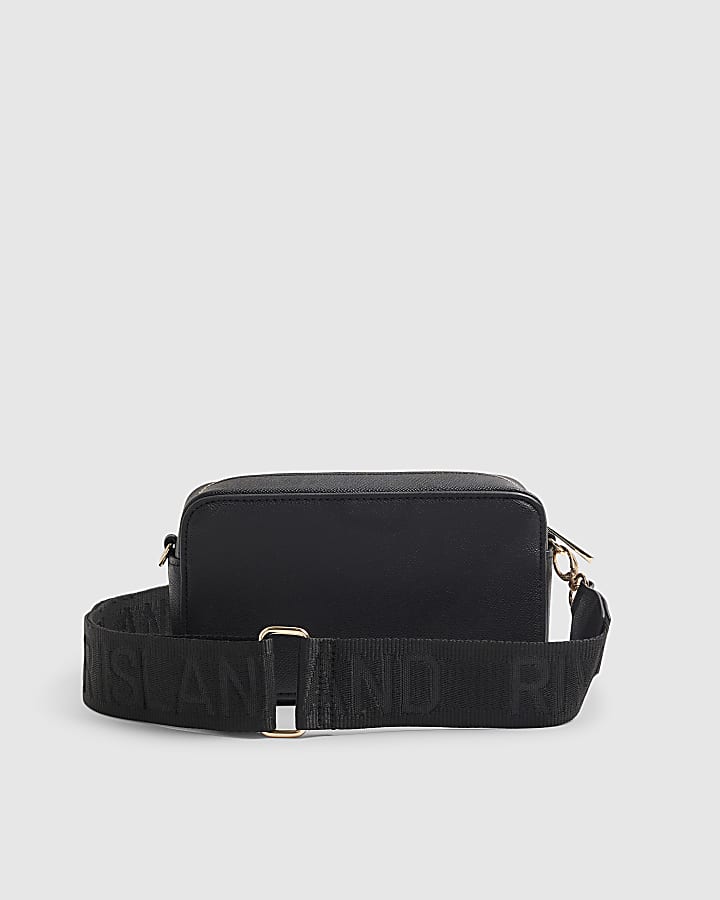 Black Embossed Mini Boxy Crossbody Bag