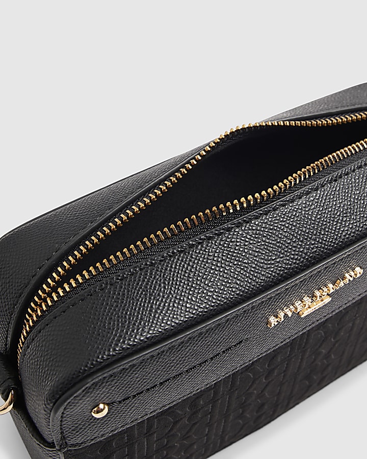 Black Embossed Mini Boxy Crossbody Bag