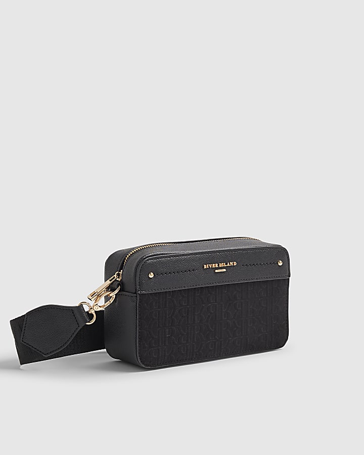 Black Embossed Mini Boxy Crossbody Bag