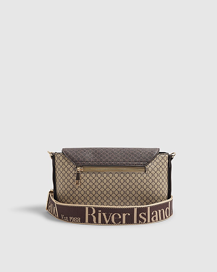 Brown Double Pocket Utility Crossbody Bag