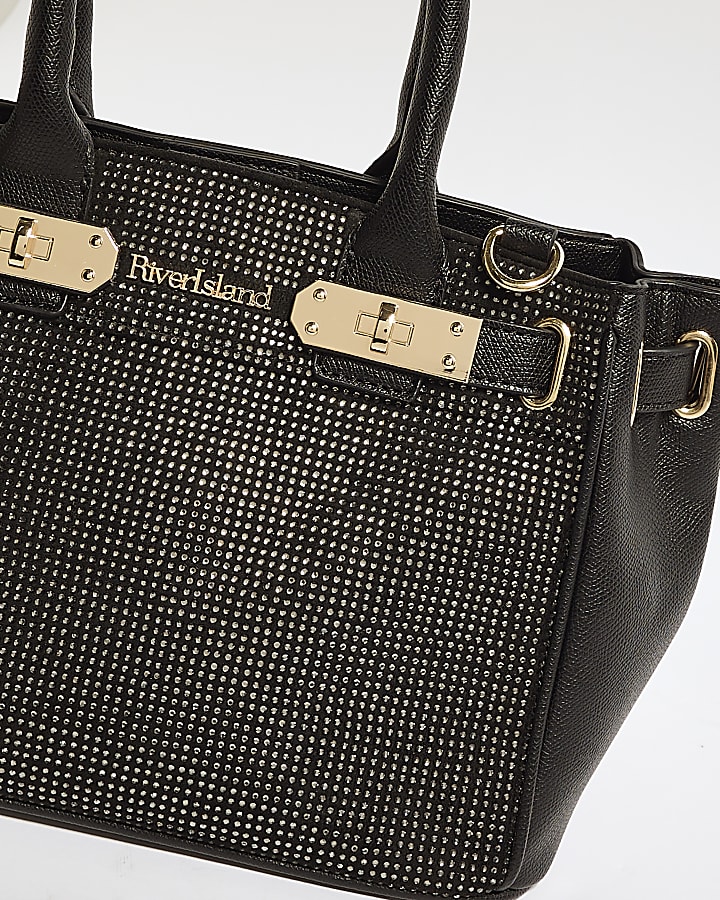 Black Lock Front Hotfix Tote Bag
