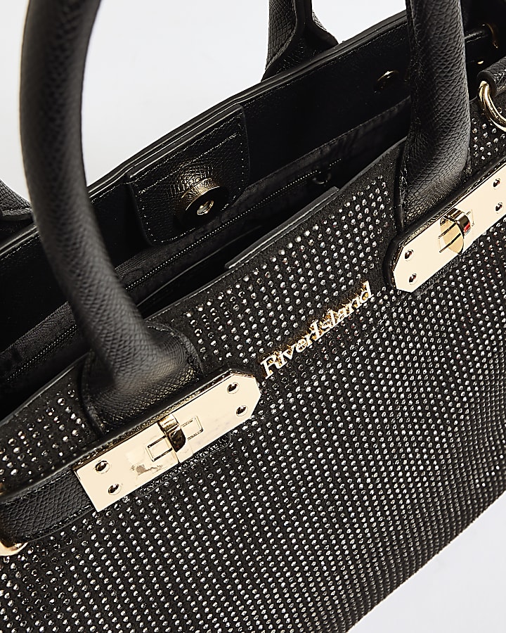 Black Lock Front Hotfix Tote Bag