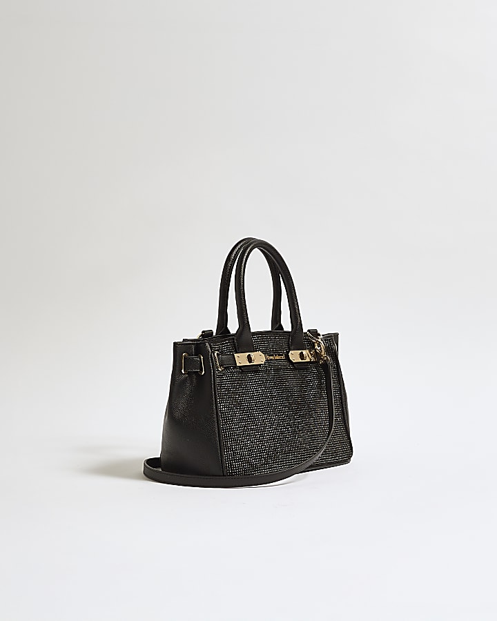 Black Lock Front Hotfix Tote Bag