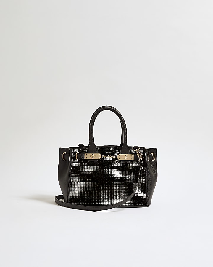 Black Lock Front Hotfix Tote Bag