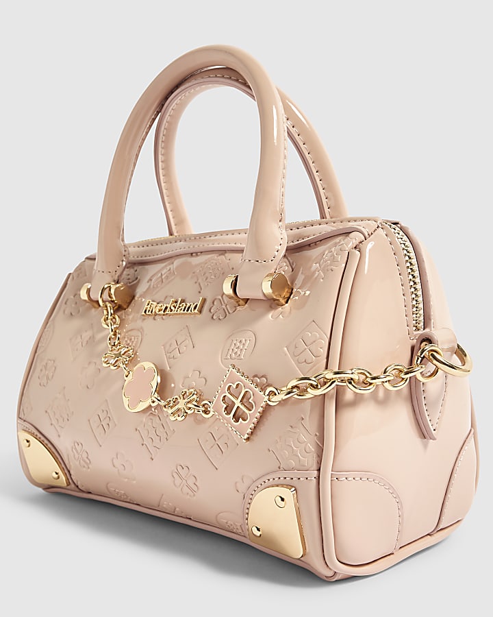 Pink Patent Embossed Monogram Bowler Bag
