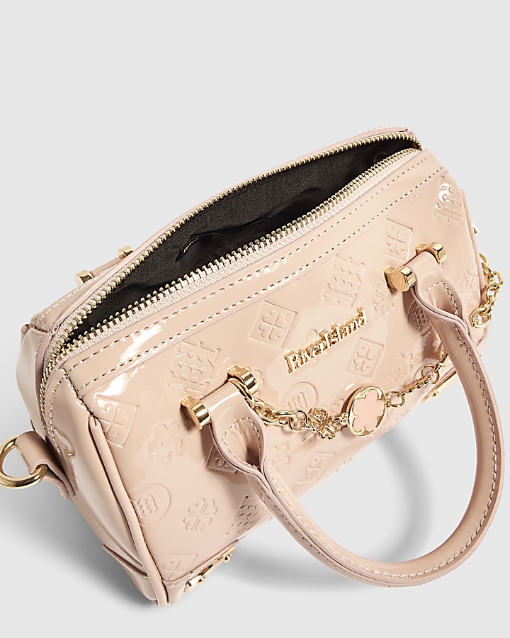 Pink Patent Embossed Monogram Bowler Bag