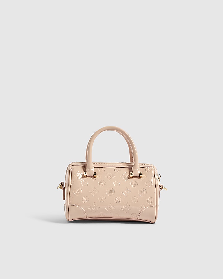 Pink Patent Embossed Monogram Bowler Bag