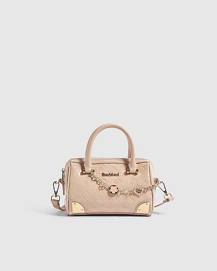 Pink Patent Embossed Monogram Bowler Bag