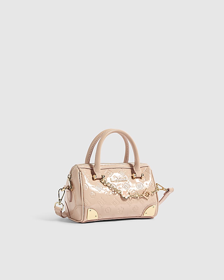 Pink Patent Embossed Monogram Bowler Bag