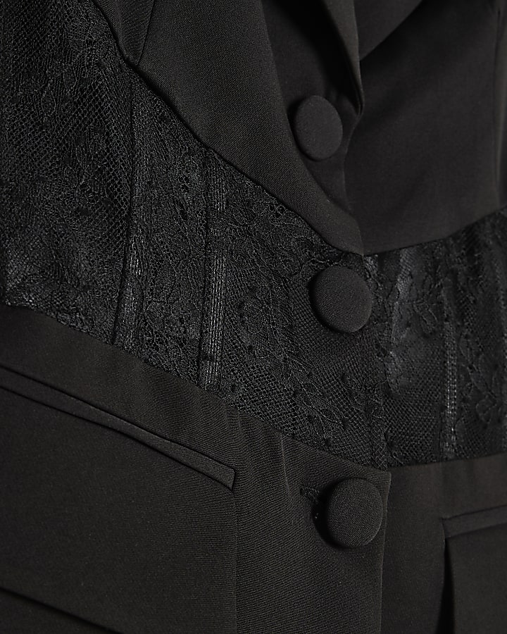 Black Lace Corset Detail Blazer