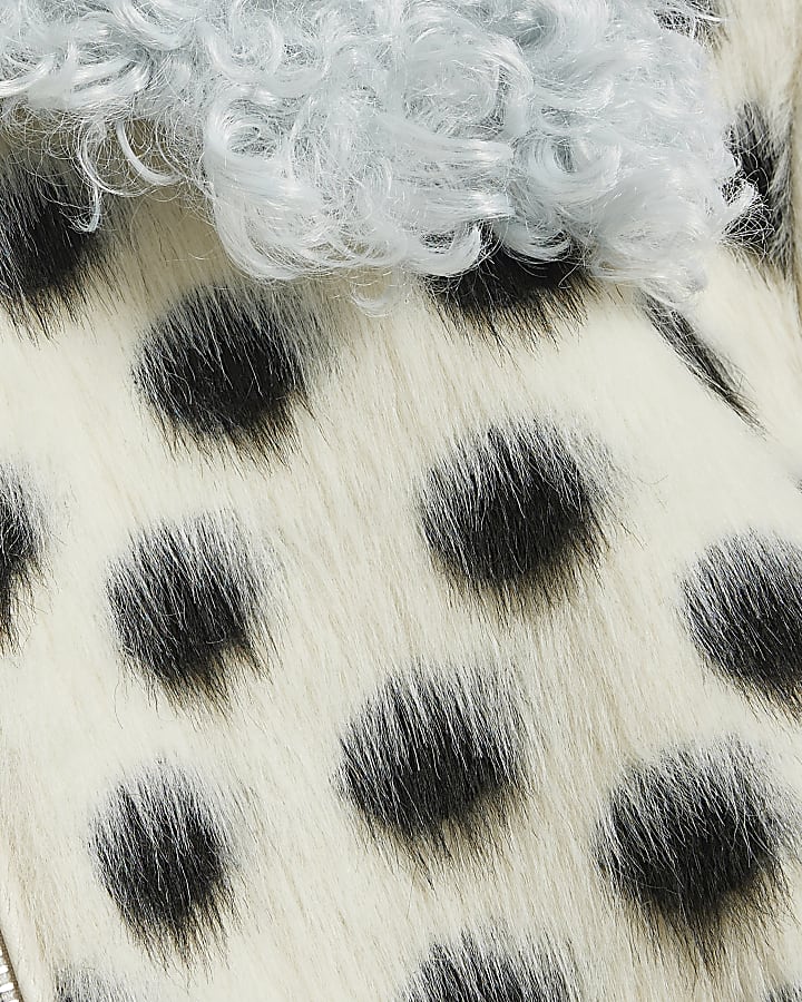 Black Animal Spot Fur Collar Jacket
