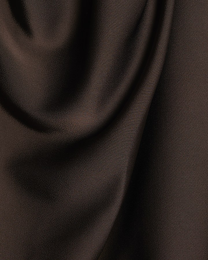 Brown Asymmetric Draped Top