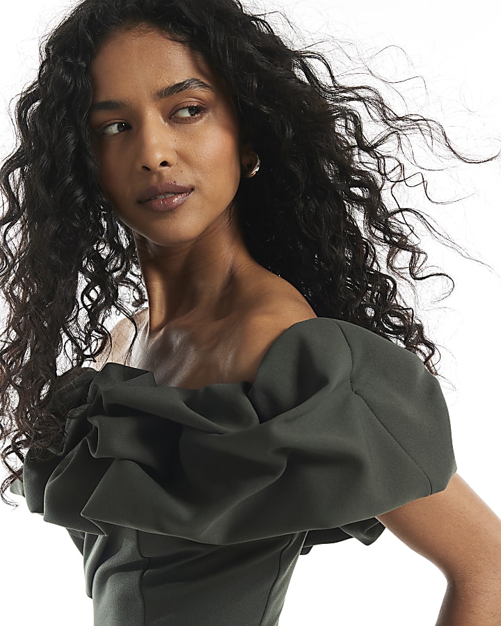 Green One Shoulder Top