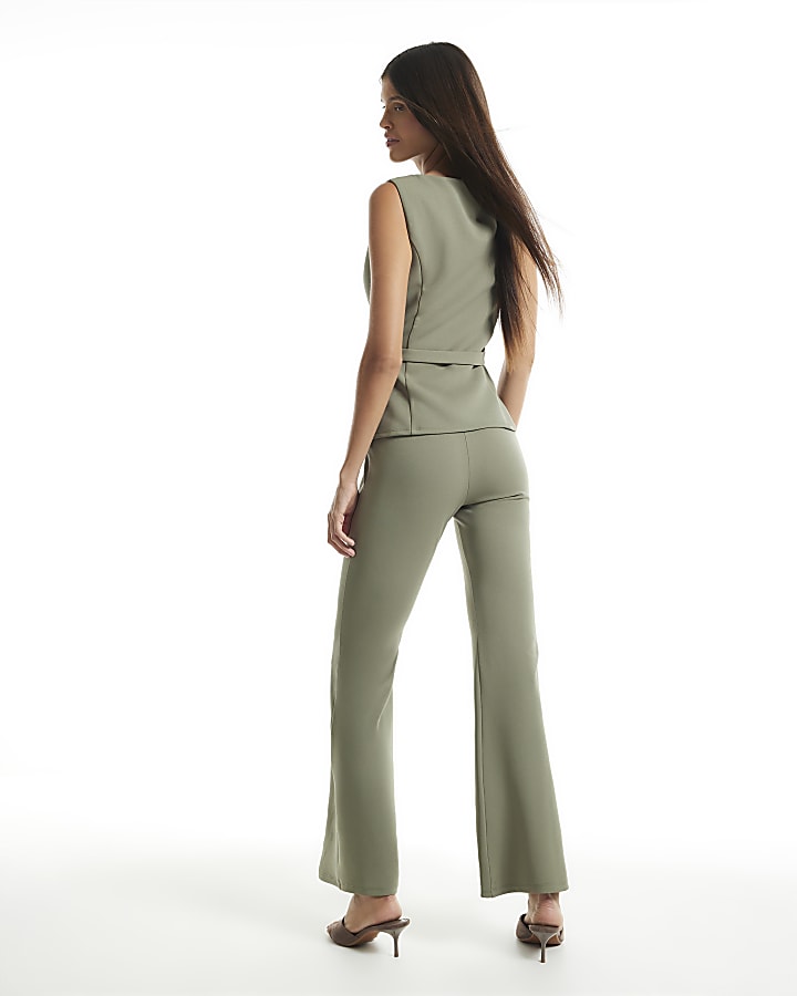 Green Sleeveless Diamante Button Jumpsuit