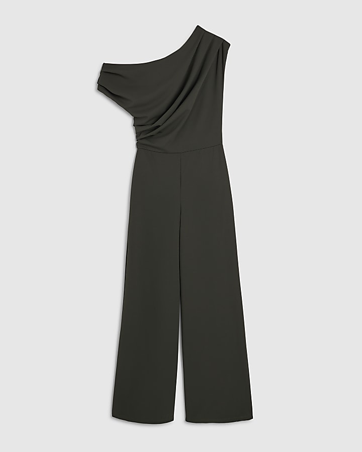 Green Asymmetric Drape Jumpsuit