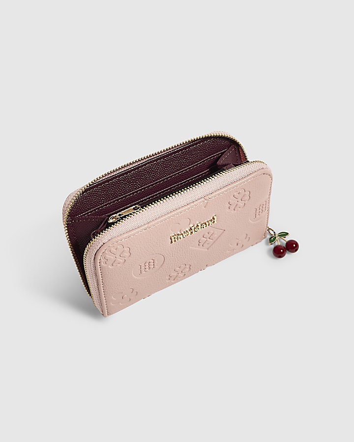 Pink Grain Monogram Medium Embossed Purse