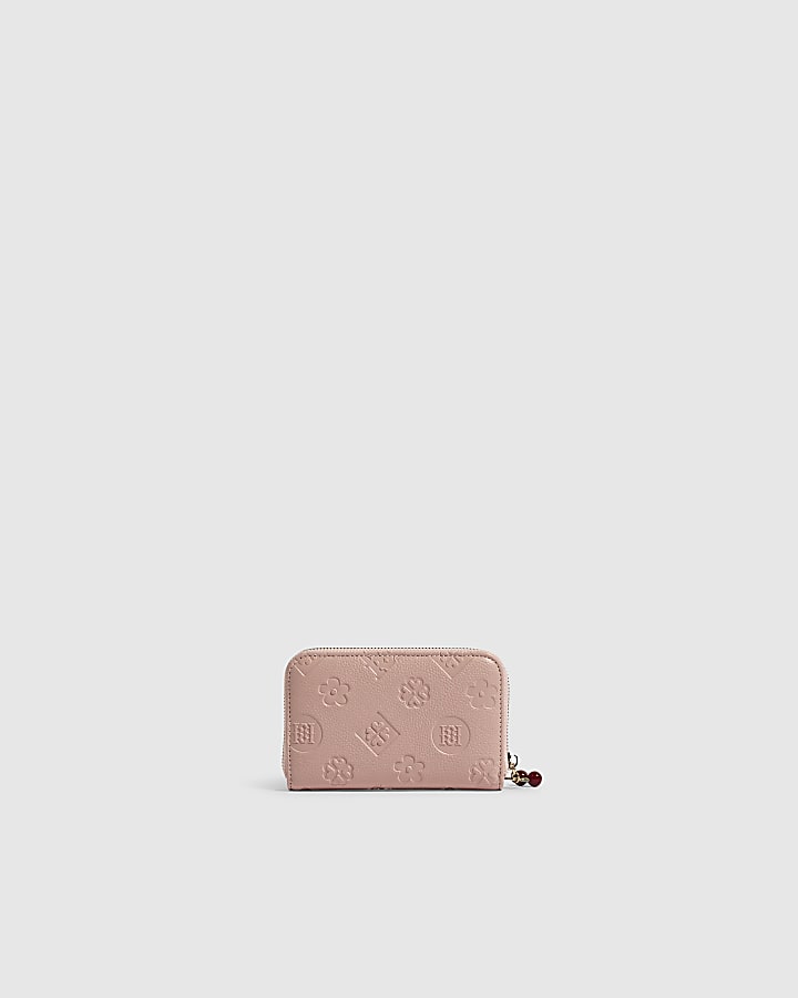 Pink Grain Monogram Medium Embossed Purse