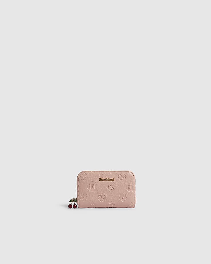 Pink Grain Monogram Medium Embossed Purse