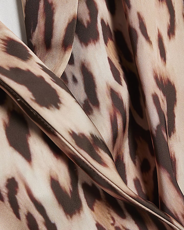 Beige Leopard Print Wrap Front Mini Dress