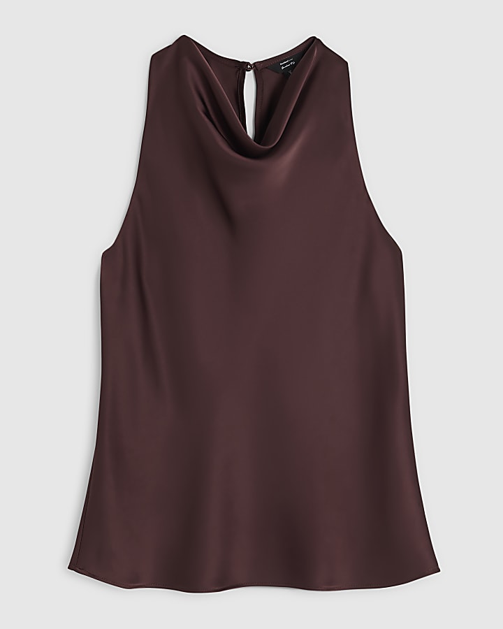 Red Satin Halter neck Top