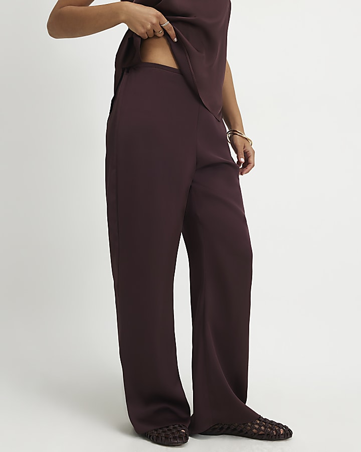 Petite Red Satin Trousers