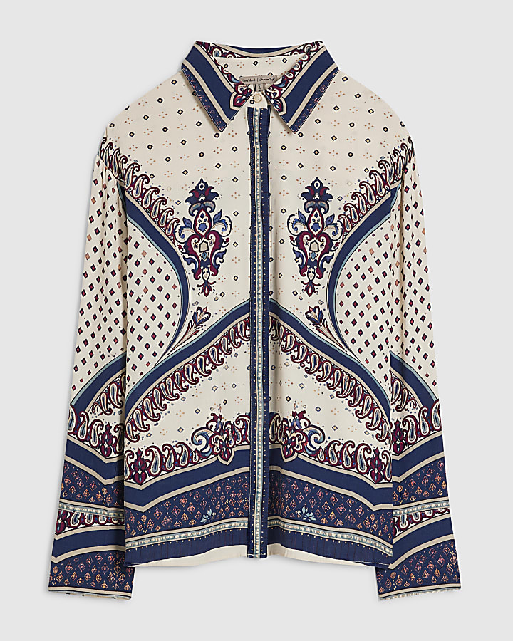 Cream Geometric Paisley Shirt