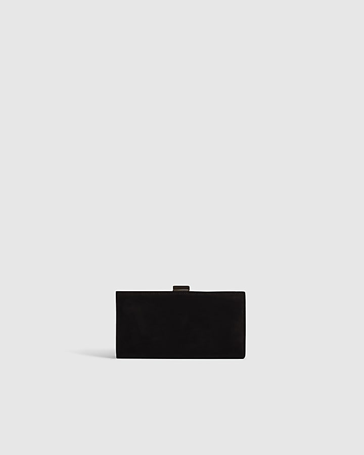 Black Geometric Panelled Clip Top Purse