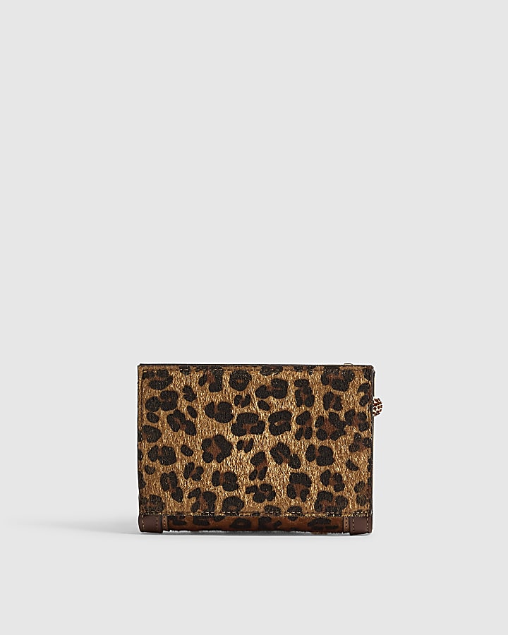 Brown Hair On Faux Leather Foldout Purse