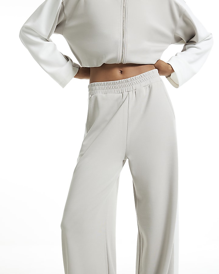 Grey Premium Colour Block Wide Leg Trousers