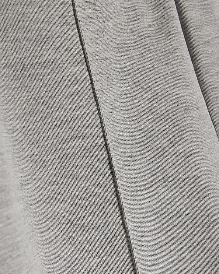 Grey Interlock Wide Leg Trousers