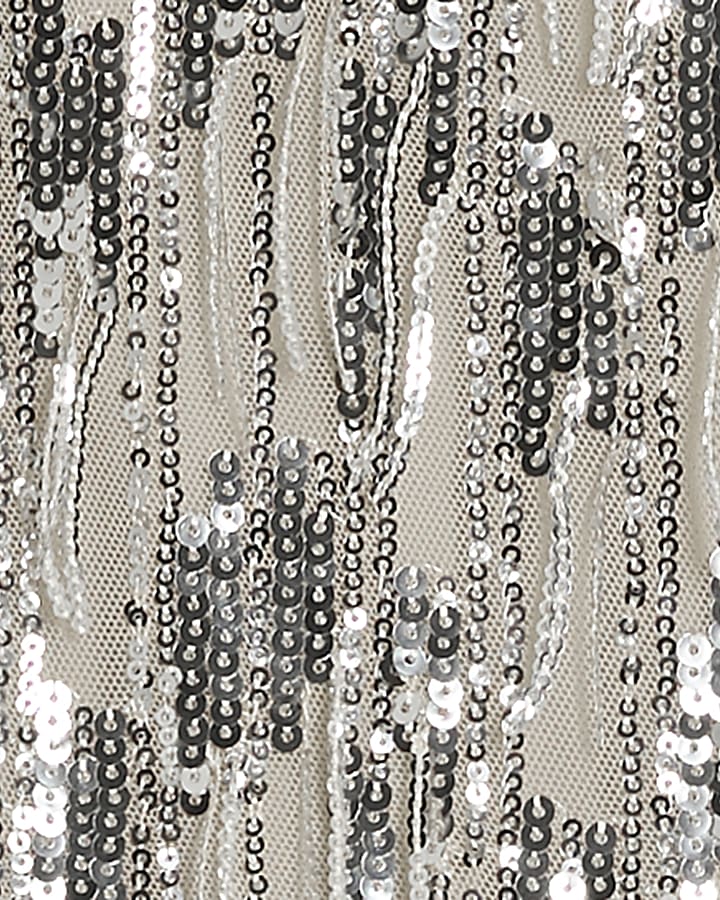 Cream Sequin Midi Skirt