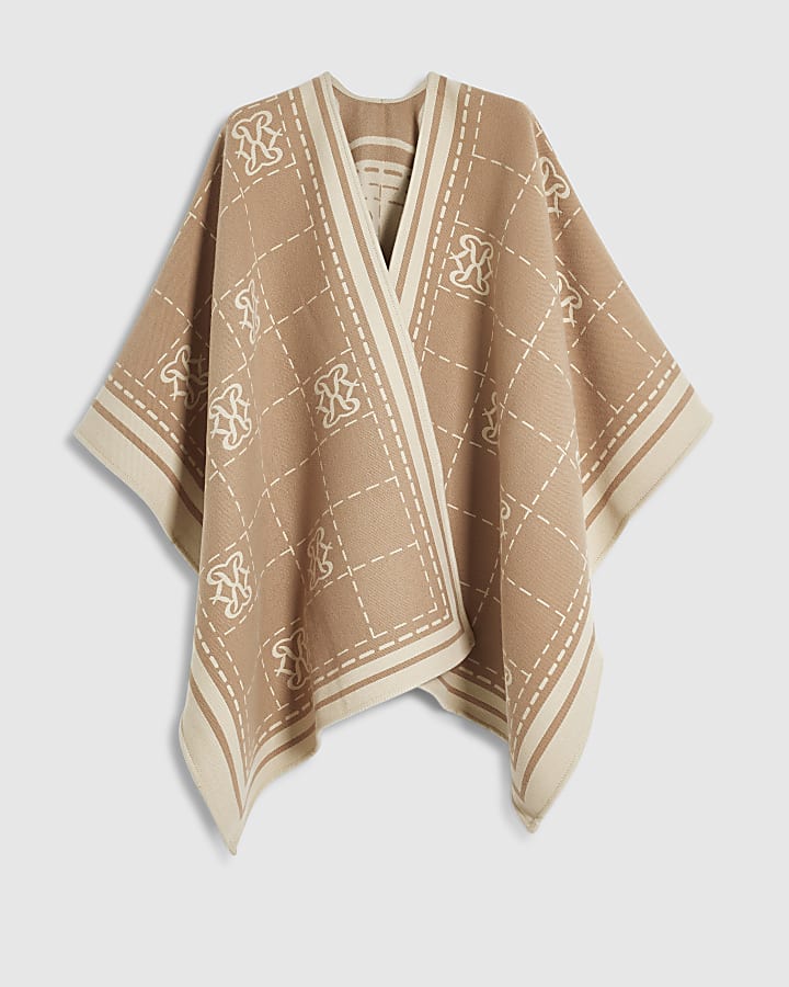 Beige Monogram Reversible Pashmina Wrap Scarf