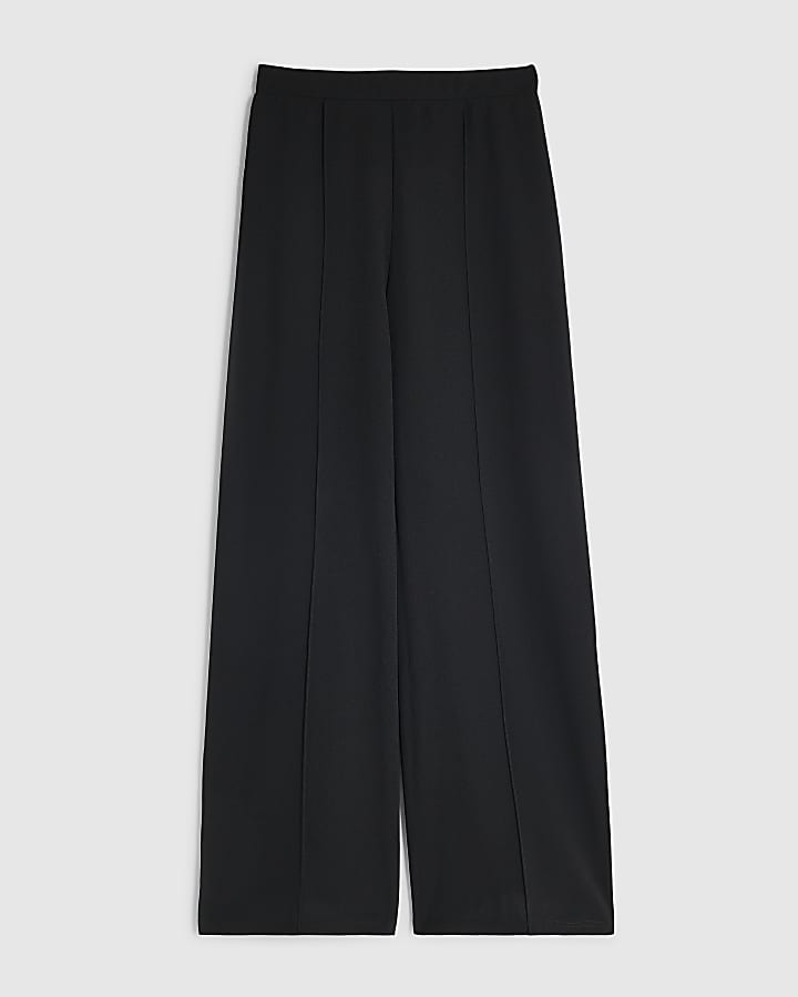 Black Pintuck Wide Leg Trouser