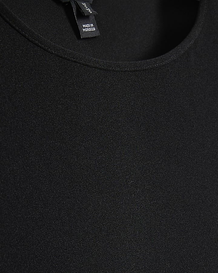 Black Short Sleeve Puff Sleeve Top