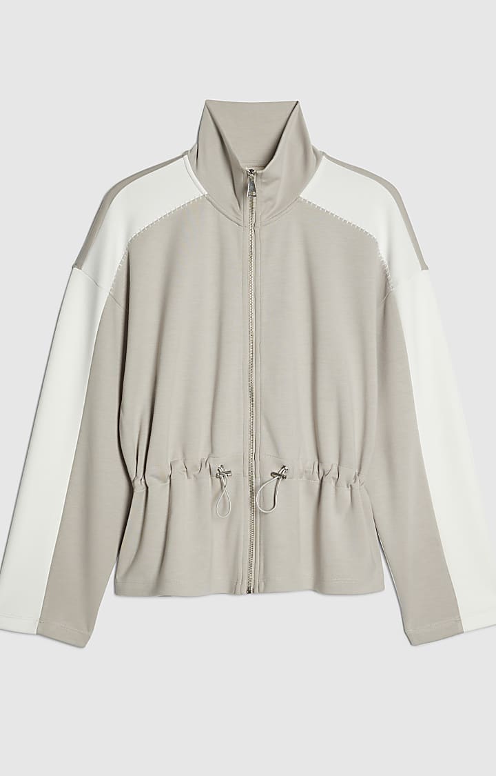 Grey Premium Colour Block Peplum Hem Jacket
